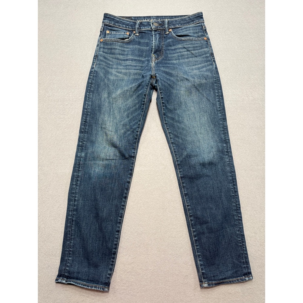 American Eagle Jeans Men's 28x30 Blue Airflex+ Temp Tech Straight Leg‎ Whiskered